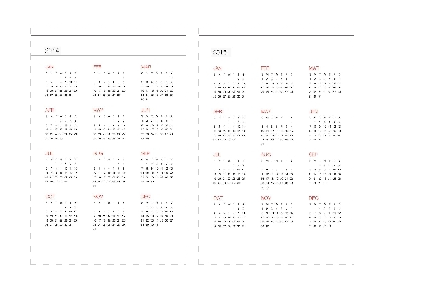 2014 and 2015 Yearly Calendar