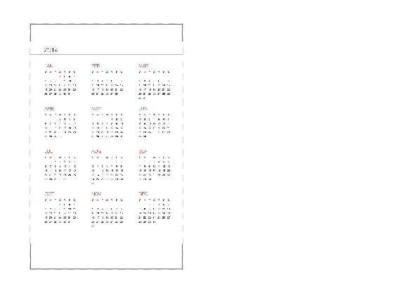 2014 and 2015 Yearly Calendar