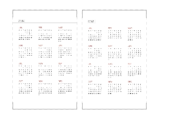 2014 and 2015 Yearly Calendar