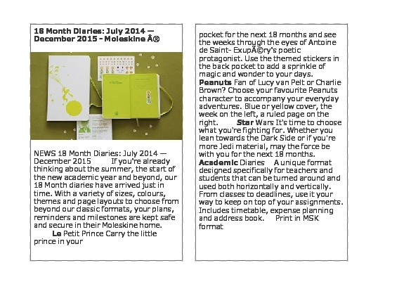 18 Month Diaries: July 2014 – December 2015 – Moleskine ®