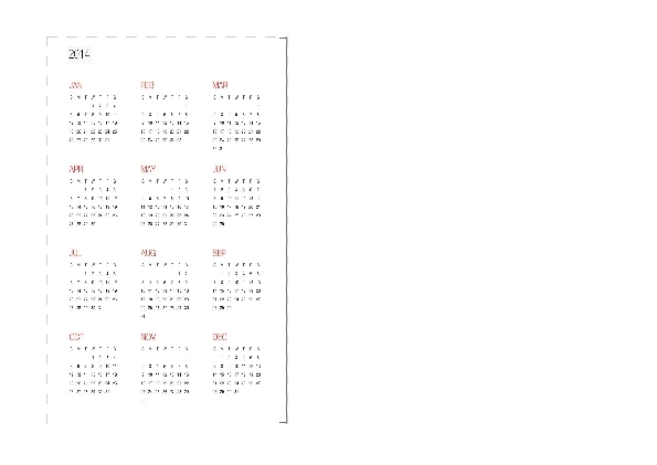 2014 and 2015 Yearly Calendar