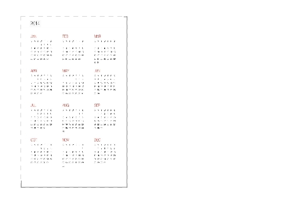 2014 and 2015 Yearly Calendar