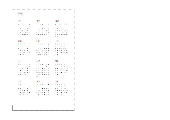 2014 and 2015 Yearly Calendar