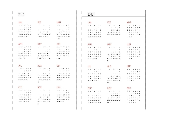 2014 and 2015 Yearly Calendar