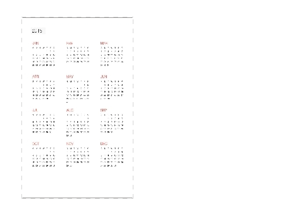 2014 and 2015 Yearly Calendar