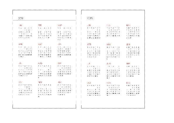 2014 and 2015 Yearly Calendar