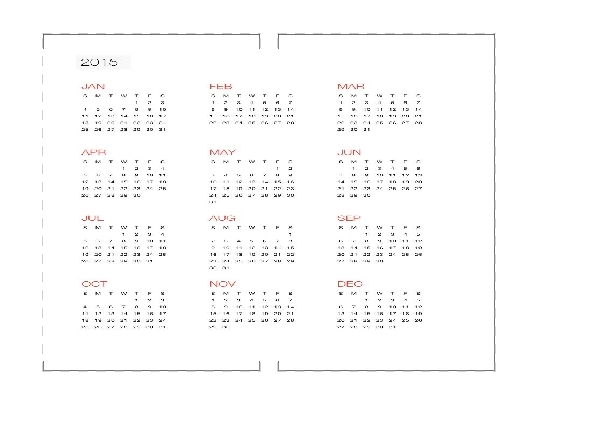 2014 and 2015 Yearly Calendar