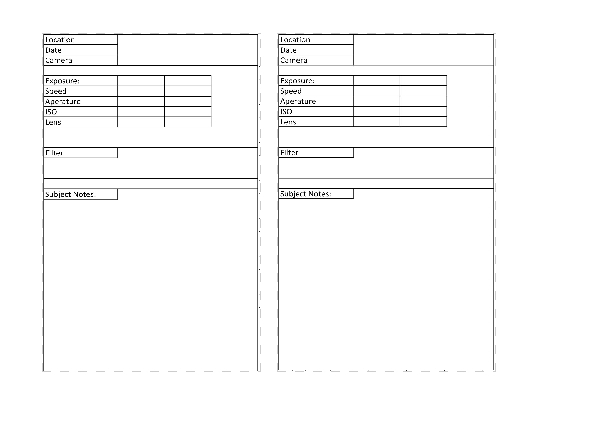 custom photography field notes