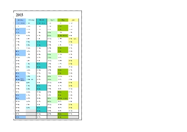 2015 Yearly Calendar