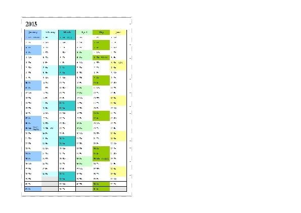 2015 Yearly Calendar