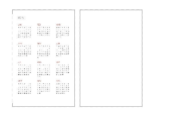 2014 and 2015 Yearly Calendar