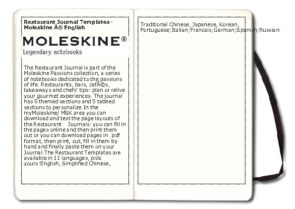 Restaurant Journal Templates – Moleskine ® English