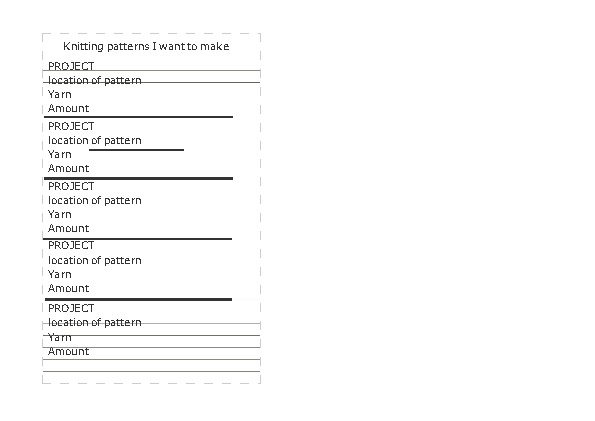 knitting project planner