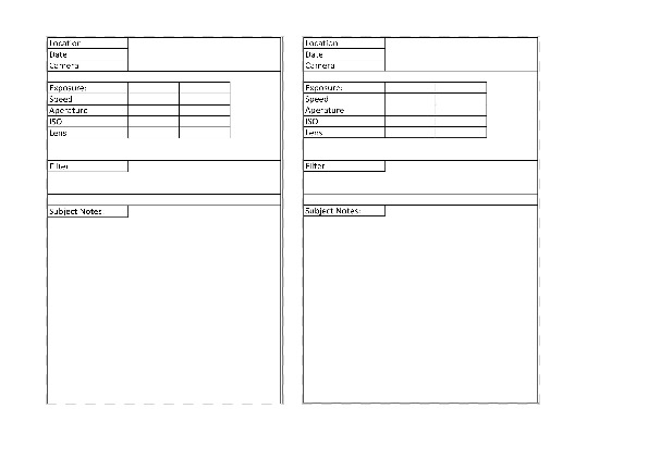 custom photography field notes