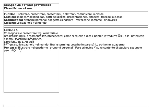 ‘Programmazione settembre classi prime’