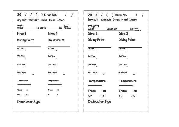 ダイビングログテンプレート