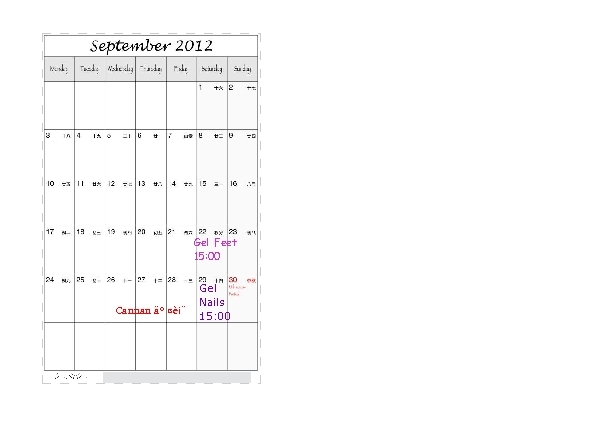2012 09-12 Calendar+Luna Calendar
