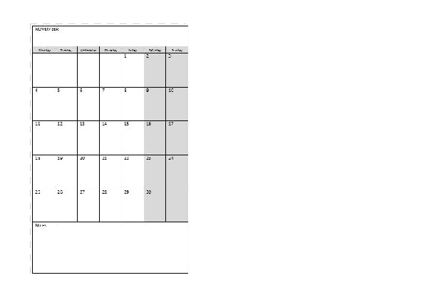Monthly Calendar 2013