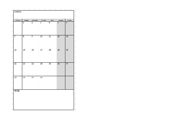 Monthly Calendar 2013
