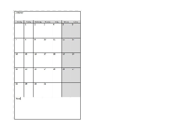 Monthly Calendar 2013