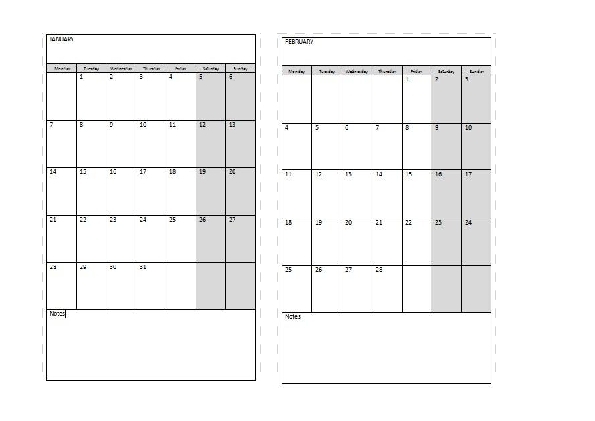 Monthly Calendar 2013