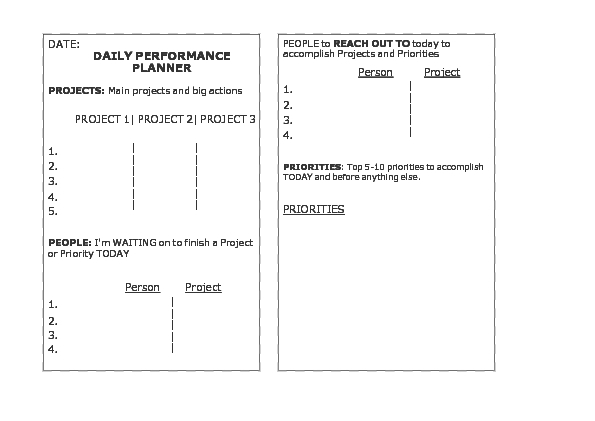 Performance Planner – Template