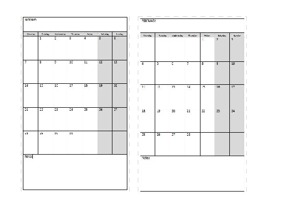 Monthly Calendar 2013