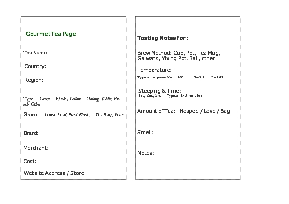 Gourmet Tea Page