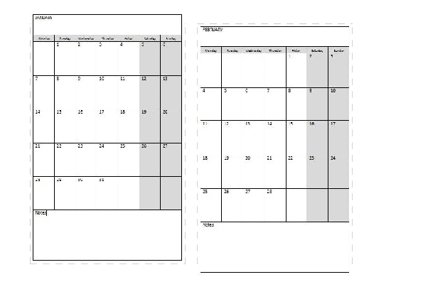Monthly Calendar 2013