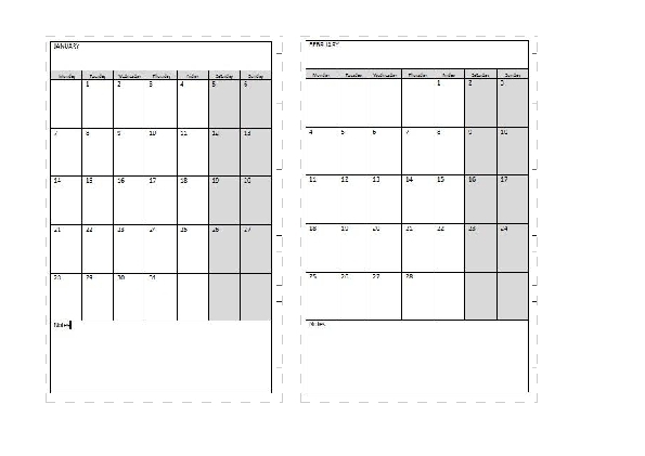 Monthly Calendar 2013