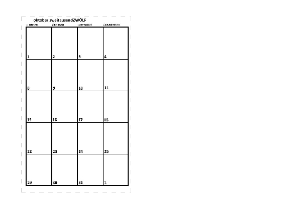 2012 2paged October-December Calendar