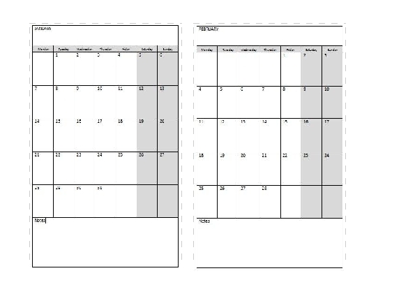 Monthly Calendar 2013