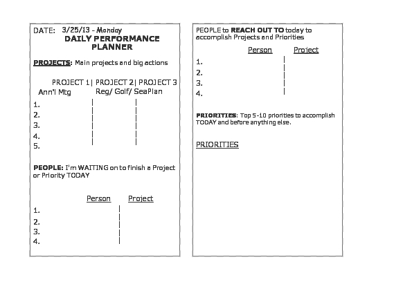 Performance Planner – Template