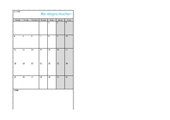 Monthly Calendar 2013