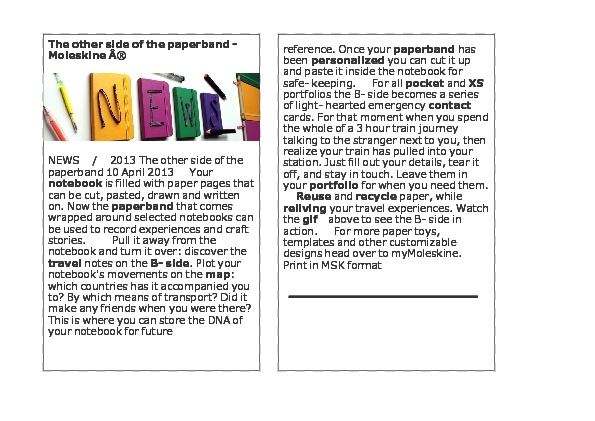 The other side of the paperband – Moleskine ®